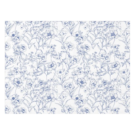  tijdloze elegantie Blauw Bloempatroon Tafelkleed (Voorkant (Horizontaal))