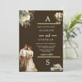 Tijdloze elegantie | bloemenrustieke bruiloft kaart (Staand voorkant)