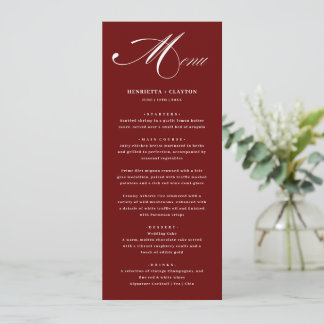 Tijdloze Elegantie Bourgondië Wedding Menu