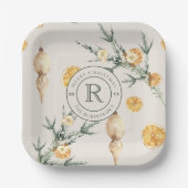 Tijdloze elegantie: chique monogram kerst papieren bordje (Voorkant)