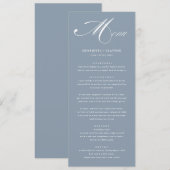 Tijdloze Elegantie Dusty Blue Wedding Menu (Voorkant / Achterkant)