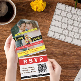 Tijdloze Elegantie gepersonaliseerde bruiloft uitn All In One Uitnodiging