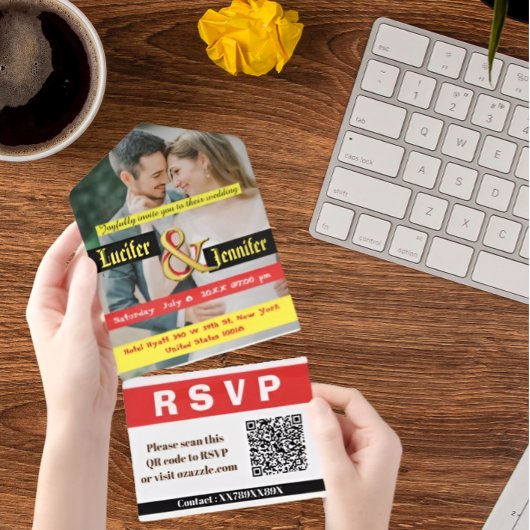 Tijdloze Elegantie gepersonaliseerde bruiloft uitn All In One Uitnodiging