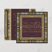 Tijdloze Elegantie Gouden Deco 80ste Verjaardagspl Kaart (Voorkant / Achterkant)