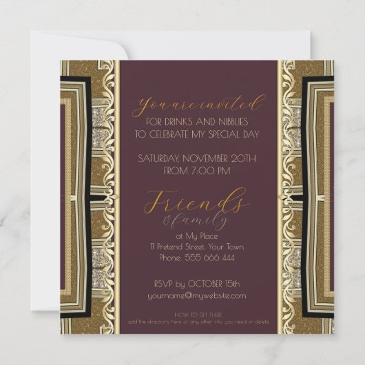 Tijdloze Elegantie Gouden Deco 80ste Verjaardagspl Kaart (Achterkant)