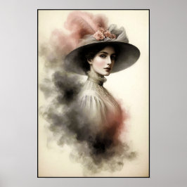 Tijdloze Elegantie in een Rokerige Portret Poster