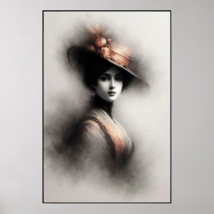 Tijdloze Elegantie in Rokerig Portret Poster
