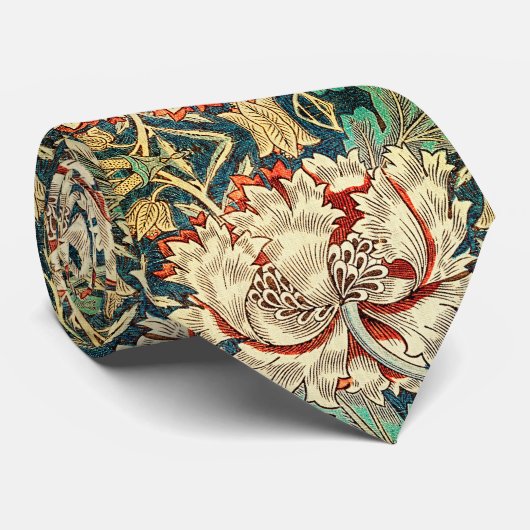 Tijdloze elegantie: kamperfoelie patroon stropdas (Opgerold)