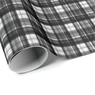 Tijdloze elegantie: klassieke zwart-witte tartan, cadeaupapier