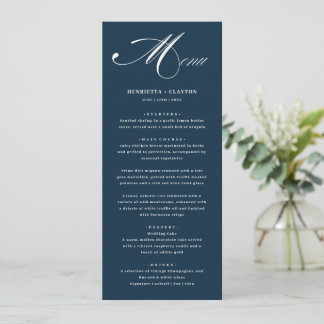 Tijdloze Elegantie Marine Wedding Menu