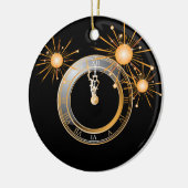 Tijdloze elegantie: nieuwjaarsklok keramisch ornament (Links)