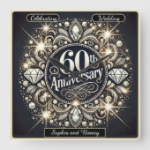 Tijdloze Elegantie: Ontwerp 60-jarig Jubileum Vierkante Klok (Voorkant)