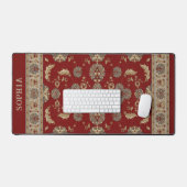 Tijdloze Elegantie Rood Beige Klassieke Stoffennaa Bureaumat (Keyboard & Muis)