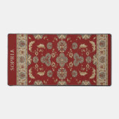 Tijdloze Elegantie Rood Beige Klassieke Stoffennaa Bureaumat (Voorkant)