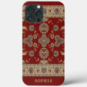 Tijdloze Elegantie Rood Beige Klassieke Stoffennaa Case-Mate iPhone Case (Achterkant)