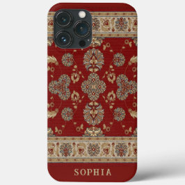 Tijdloze Elegantie Rood Beige Klassieke Stoffennaa Case-Mate iPhone Case