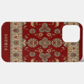Tijdloze Elegantie Rood Beige Klassieke Stoffennaa Case-Mate iPhone Case (Achterkant (horizontaal))