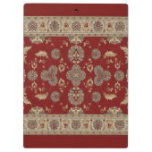 Tijdloze Elegantie Rood Beige Klassieke Stoffennaa Klembord (Achterkant)