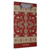 Tijdloze Elegantie Rood Beige Klassieke Stoffennaa Klembord (Rechts)