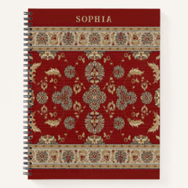 Tijdloze Elegantie Rood Beige Klassieke Stoffennaa Notitieboek