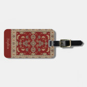 Tijdloze Elegantie Rood Beige Klassieke Stofnaam Bagagelabel (Voorkant horizontaal)