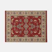 Tijdloze Elegantie Rood en Beige Classic Fabric Deurmat (Voorkant)