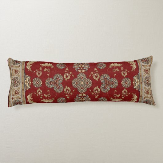 Tijdloze Elegantie Rood en Beige Classic Fabric Lichaamskussen (Achterkant)