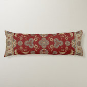 Tijdloze Elegantie Rood en Beige Classic Fabric Lichaamskussen (Voorkant)