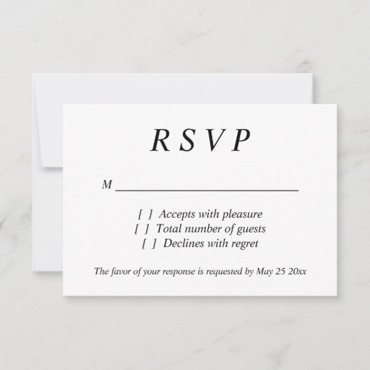 Tijdloze elegantie RSVP bruiloft antwoord kaarten (Voorkant)