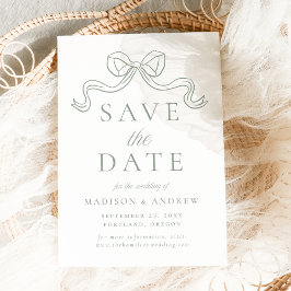 Tijdloze Elegantie Saliegroen Lint Bruiloft Save The Date