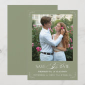 Tijdloze Elegantie Saliegroen  Save The Date (Voorkant / Achterkant)