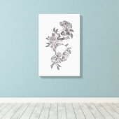 Tijdloze elegantie: schedels en Rozen Canvas Afdruk (Insitu (Houten vloer))