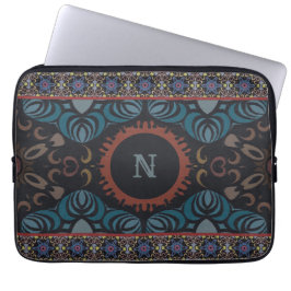 Tijdloze Elegantie Traditionele Stof Monogram Laptop Sleeve