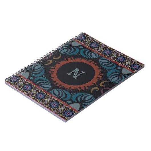 Tijdloze Elegantie Traditionele Stof Monogram Notitieboek (Linkerzijde)