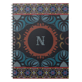 Tijdloze Elegantie Traditionele Stof Monogram Notitieboek