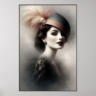 Tijdloze elegantie uit de jaren 40 in retro mode poster
