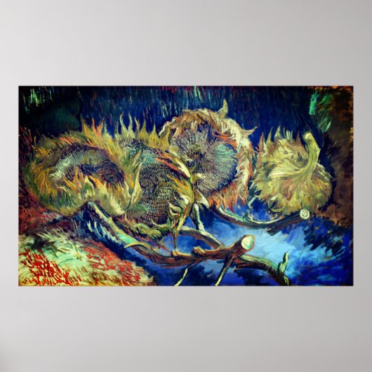 Tijdloze elegantie: Van Gogh's Verdorde Zonnebloem Poster (Voorkant)