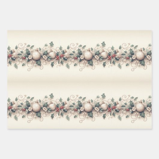 Tijdloze elegantie: vintage kerst inpakpapier vel (Voorkant)