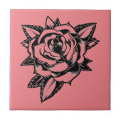 Tijdloze elegantie voor uw Space Retro Roos Tattoo Tegeltje (Voorkant)