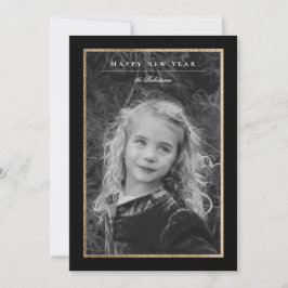Tijdloze Elegantie Zwart & Goud Nieuwjaar Fotokaar Feestdagenkaart
