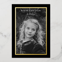 Tijdloze Elegantie Zwart & Goud Nieuwjaar Fotokaar