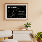 Tijdloze elegantie: zwart marmer met gouden bruilo acryl bord