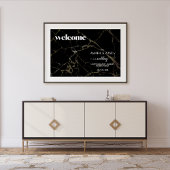 Tijdloze elegantie: zwart marmer met gouden bruilo acryl bord