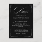 Tijdloze Elegantie Zwarte bruiloft Details Kaart (Voorkant)