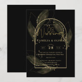 Tijdloze Elegantie Zwarte Gouden Trouwdag Kaart (Voorkant / Achterkant)