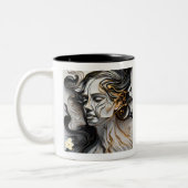 Tijdloze emotionele kunst tweekleurige koffiemok (Links)