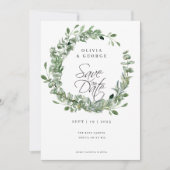 Tijdloze Eucalyptus Greenery Save the Date Kaart (Voorkant)