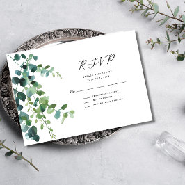Tijdloze Eucalyptus Greenery Wedding Response Kaar RSVP Kaartje