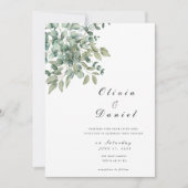 Tijdloze Eucalyptus groen bruiloft uitnodiging (Voorkant)