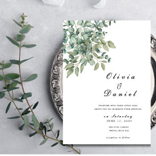 Tijdloze Eucalyptus groen bruiloft uitnodiging